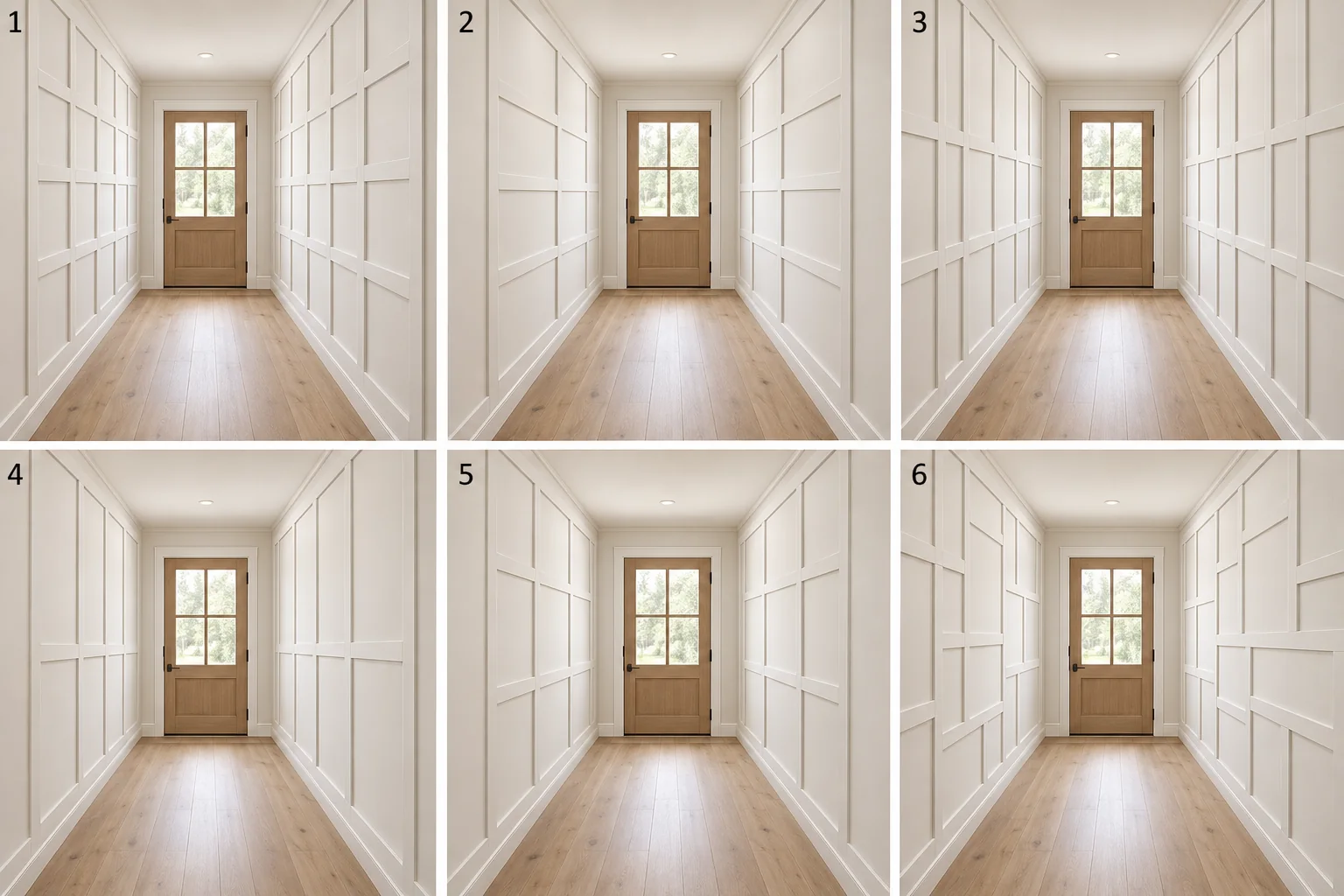 Full-height hallway grid decorative layout options