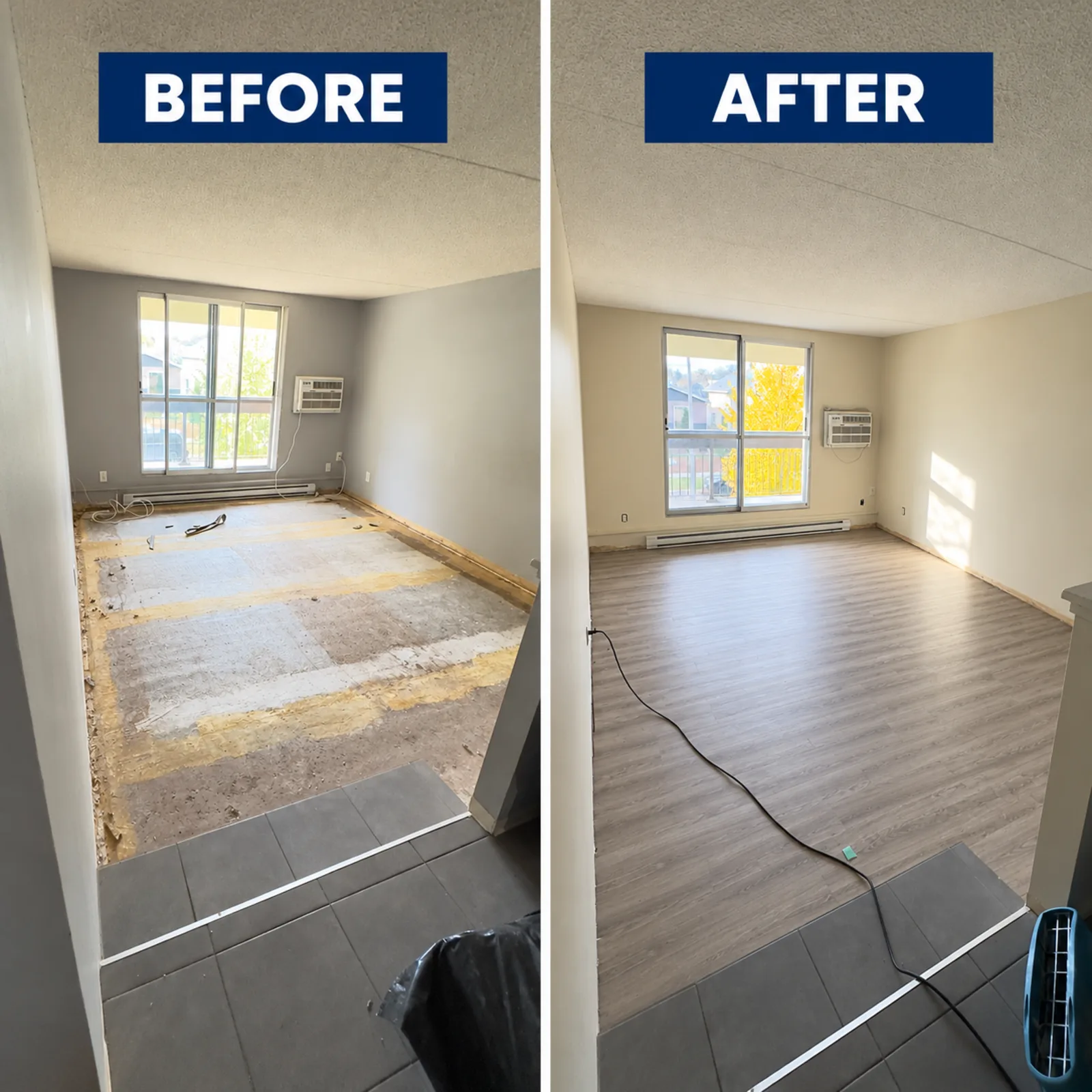 Before and after room painting comparison