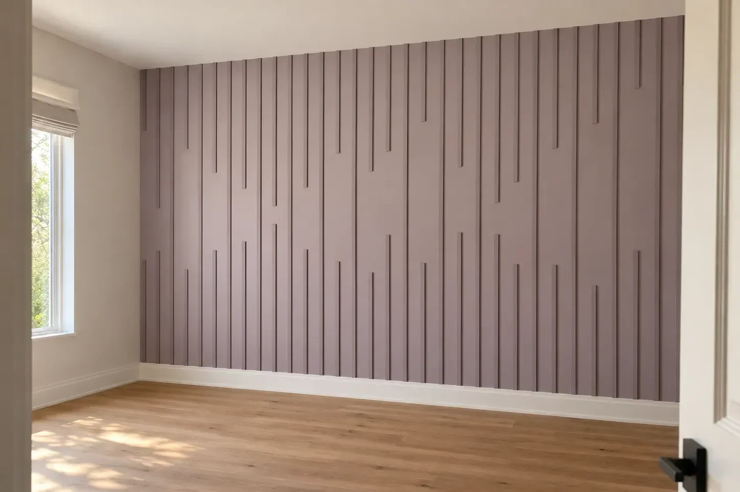 Staggered Vertical Slat Feature Wall