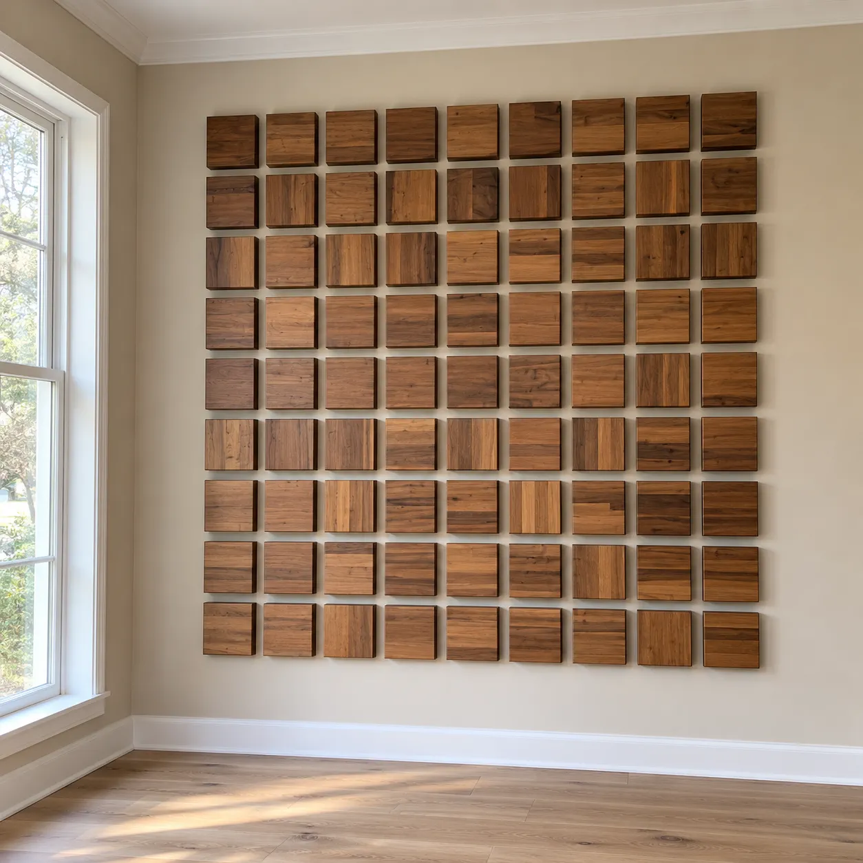 3D Wood Block Feature Walls